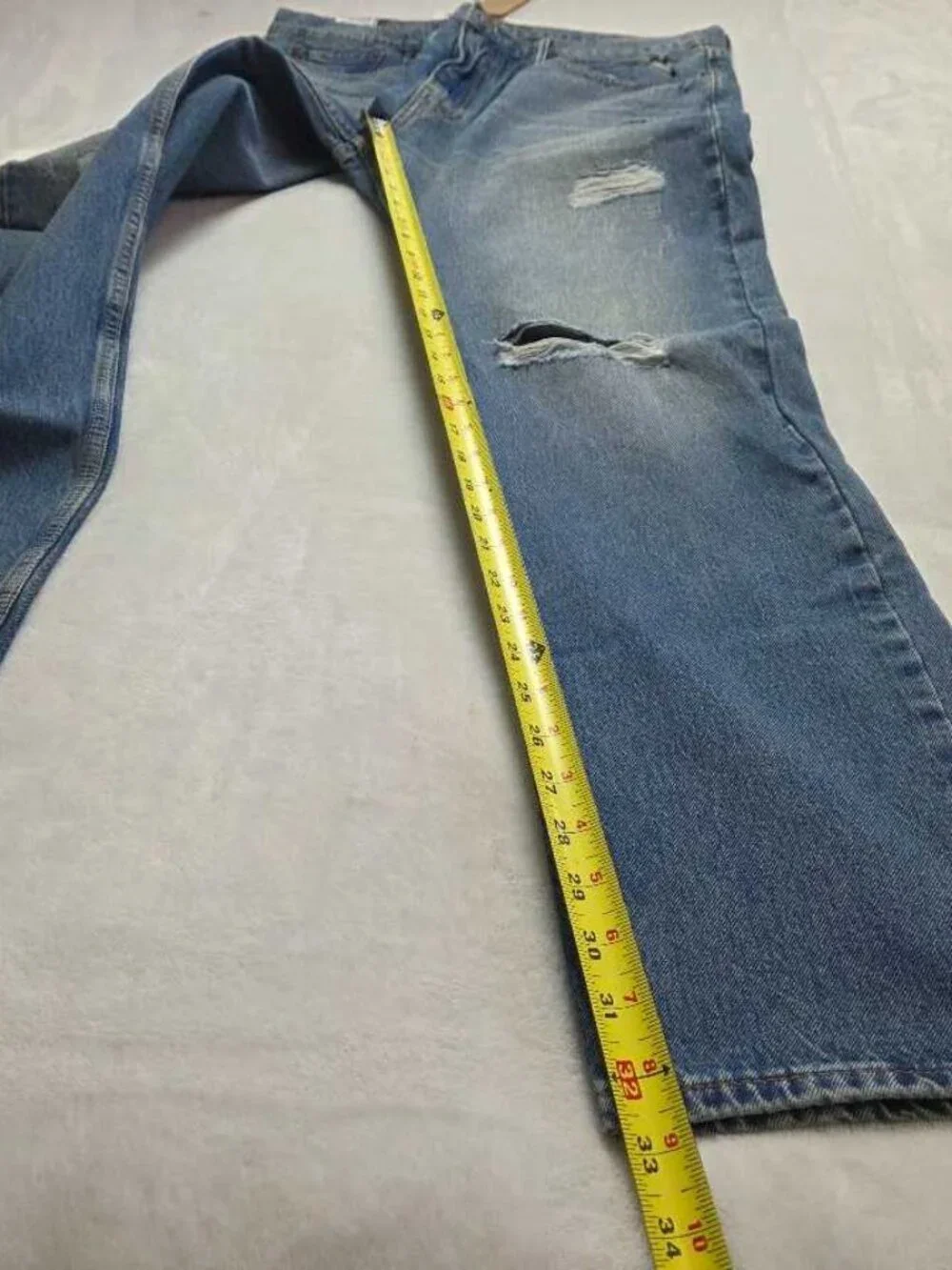 New 36x34 Levi's 502 regular taper Warp Stretch ripped jeans in Broom Tree Denim